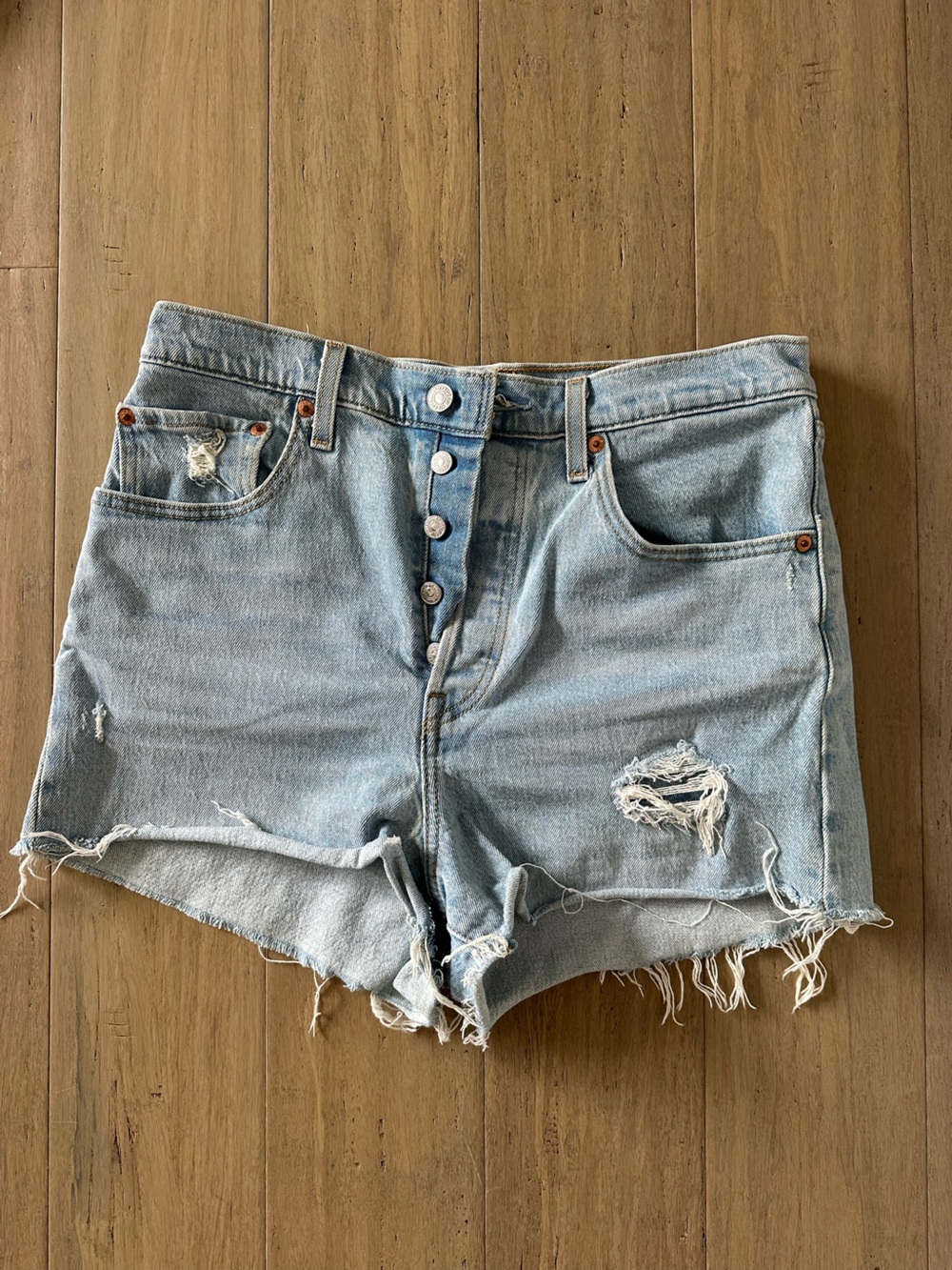 Levi’s Light Blue Distressed Denim Cutoff Shorts
